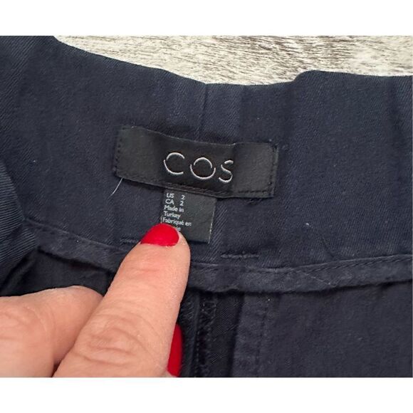 COS 2 High Waist Paper Bag Trouser Pants - Navy Blue - Picture 5 of 8